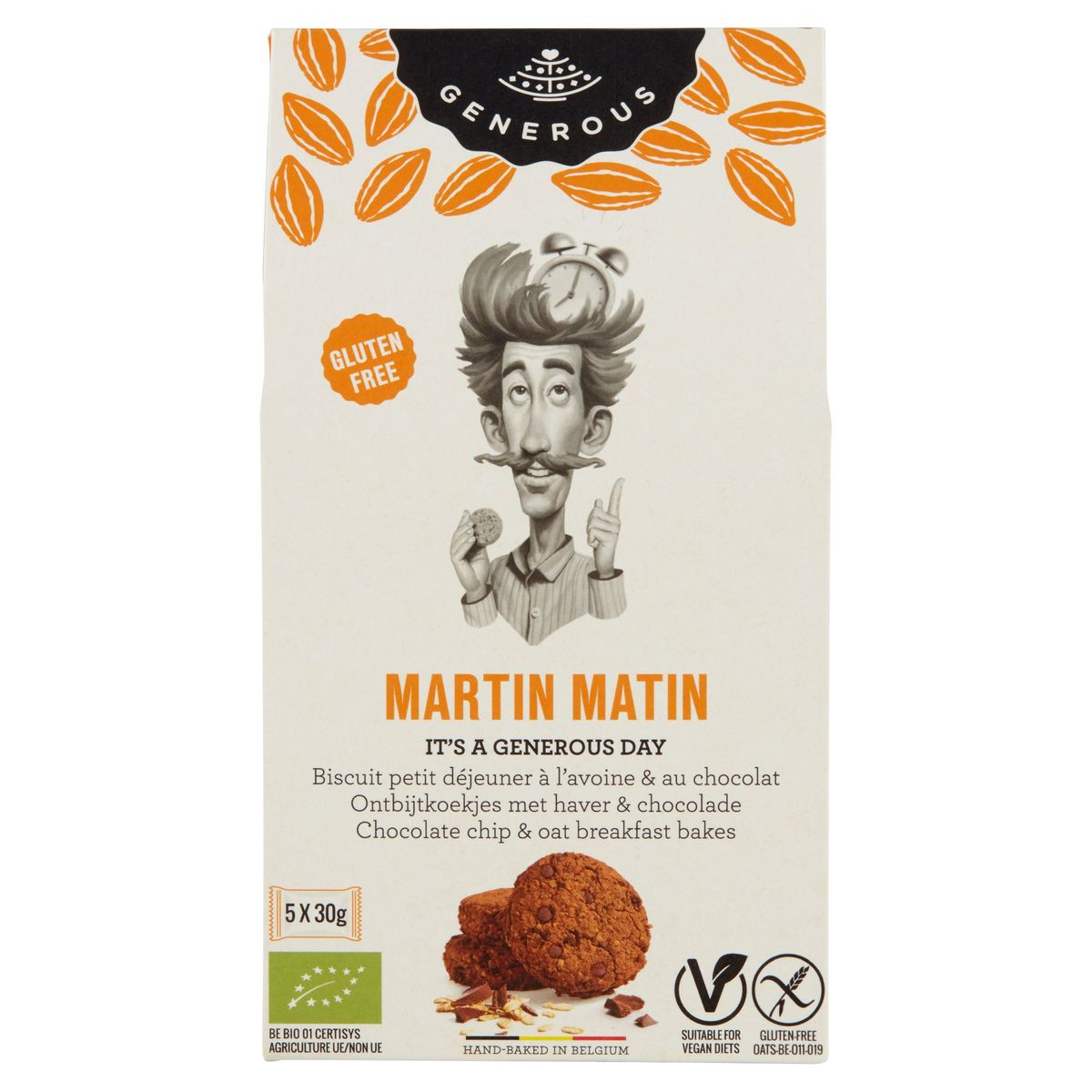 Generous Martin Matin Biscuit Petit Déjeuner Avoine & Chocolat 5 x 30g