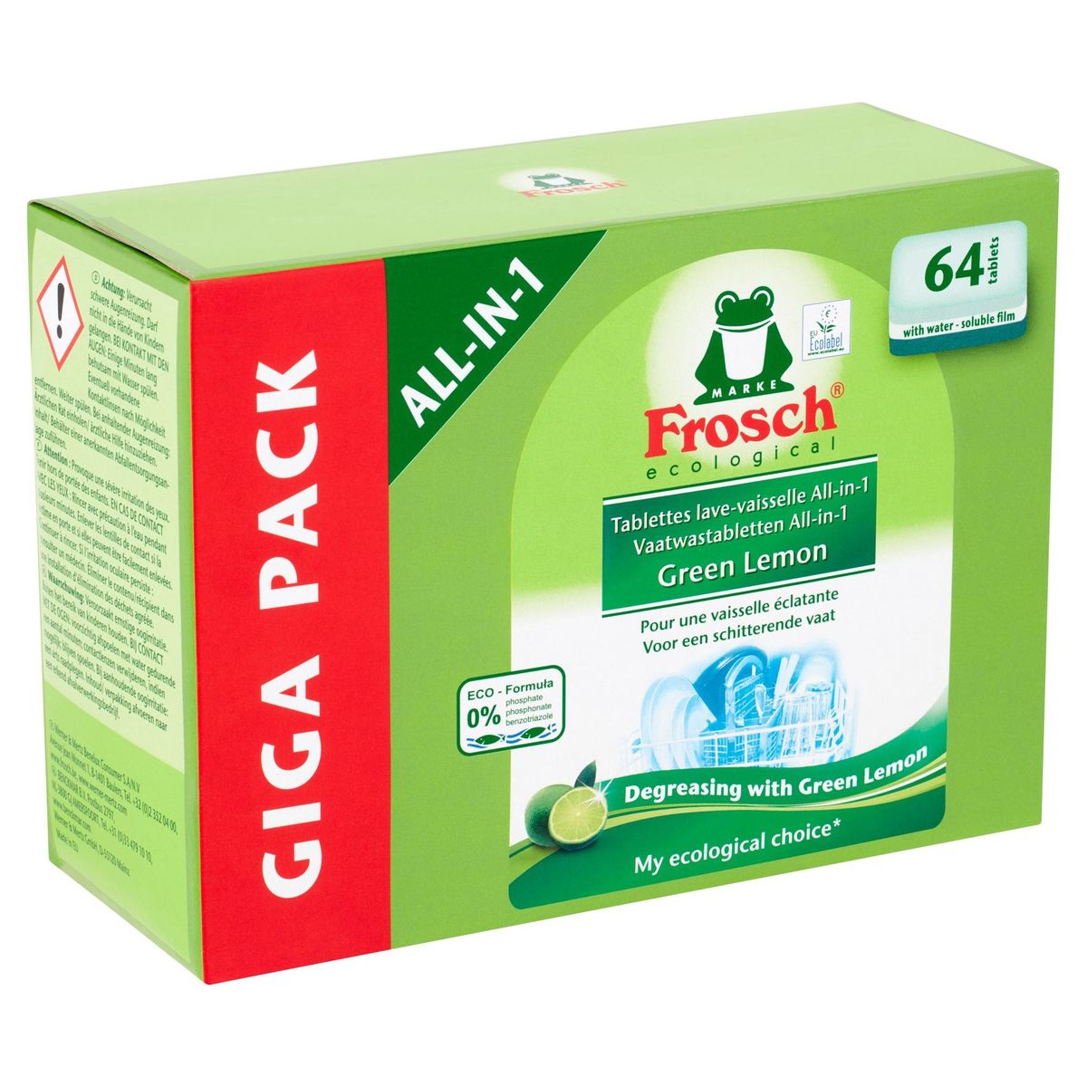 Frosch Ecological All-in-1 Green Lemon Giga Pack 64 Pièces 1280 g