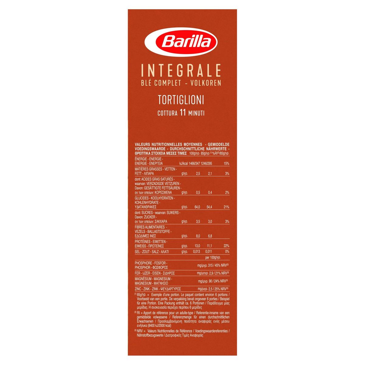 Barilla Integrale Blé Complet Tortiglioni 500 g