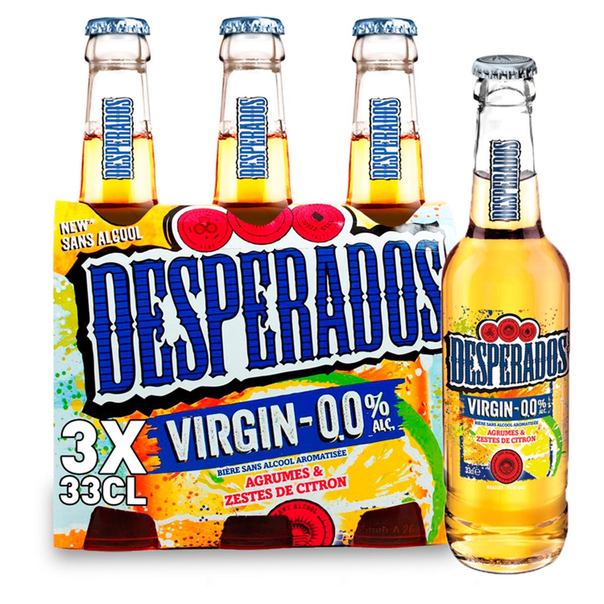 Desperados Bière sans alcool Tequila 0.0% ALC 3 x 33 cl Bouteille