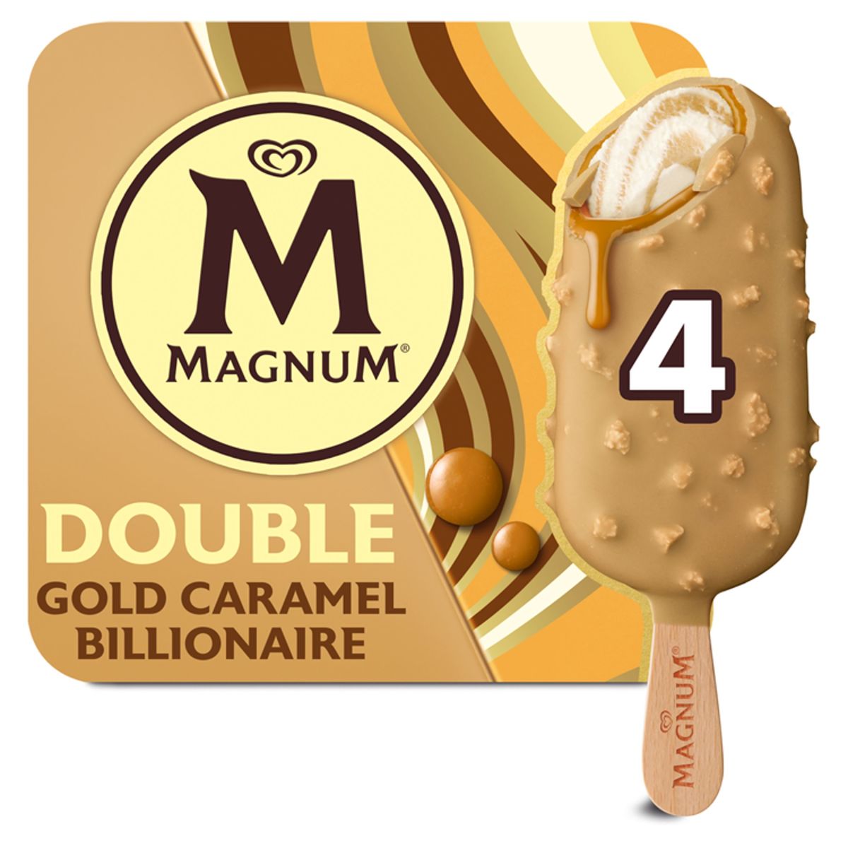 Magnum Ola Ijs Double Gold Caramel Billionaire 4x85 ml
