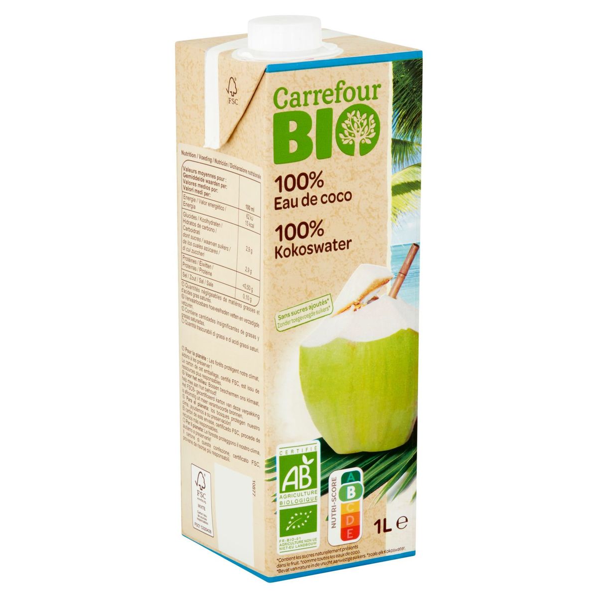 Carrefour Bio 100% Eau de Coco 1 L