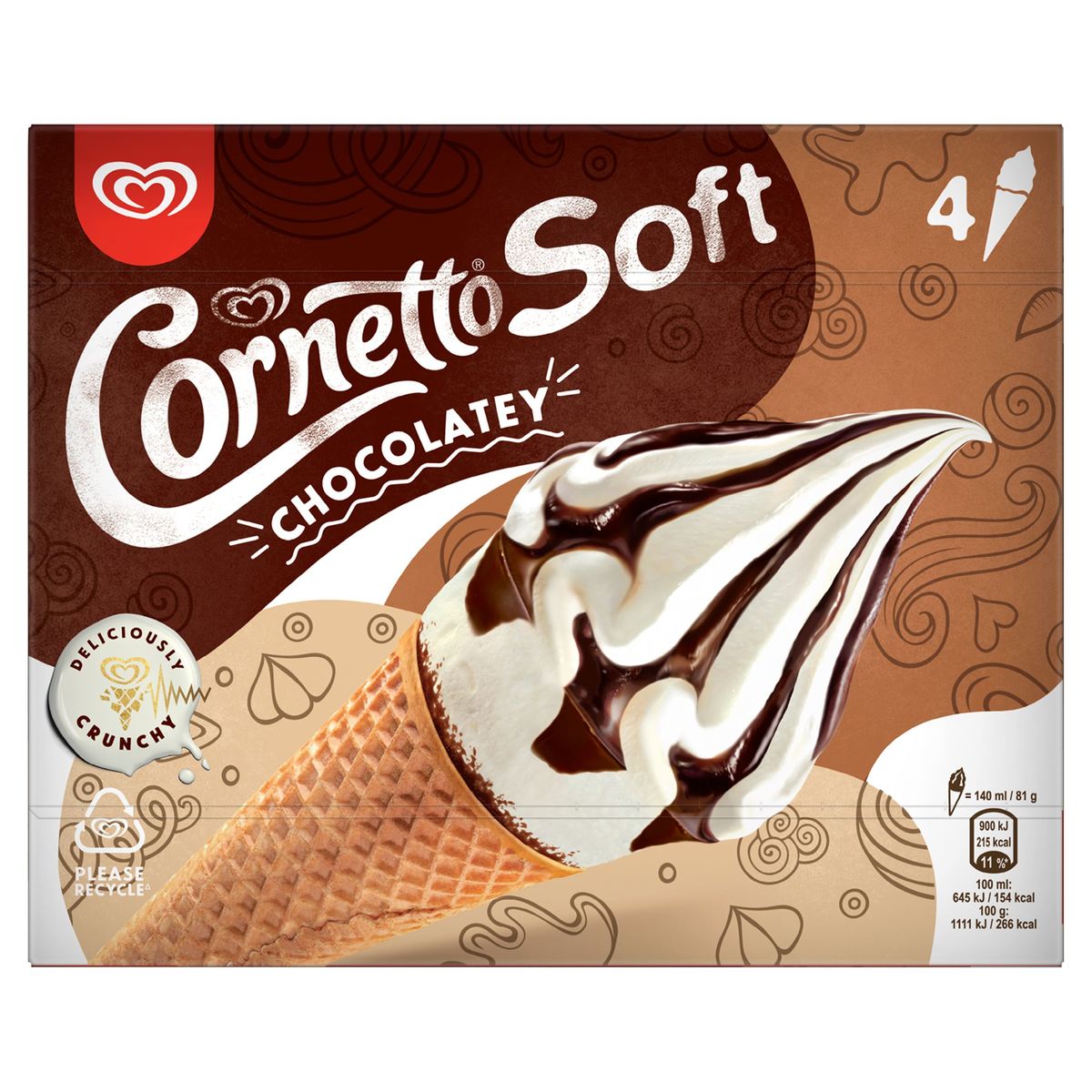Cornetto Ola Cornet glacé Soft Chocolatey 4x140 ml