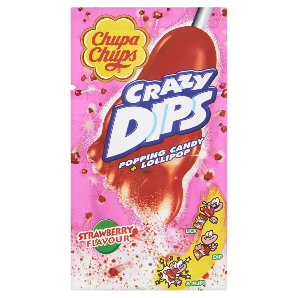 Crazy Dips Popping Candy + Lollipop Strawberry Flavour 14g | Carrefour ...