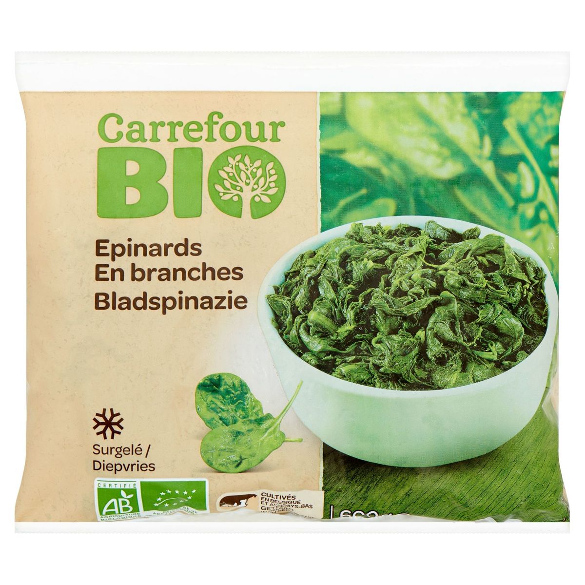 Carrefour Bio Epinards en Branches 600 g