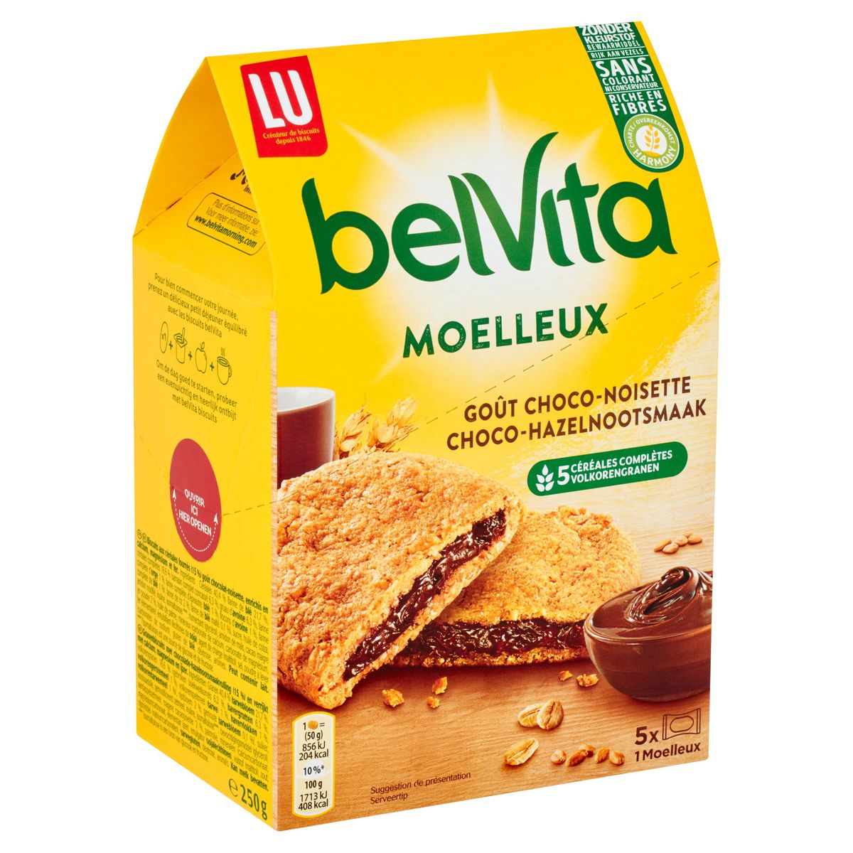 LU BelVita Moelleux Ontbijtkoeken Chocolade-Hazelnoot 250 g