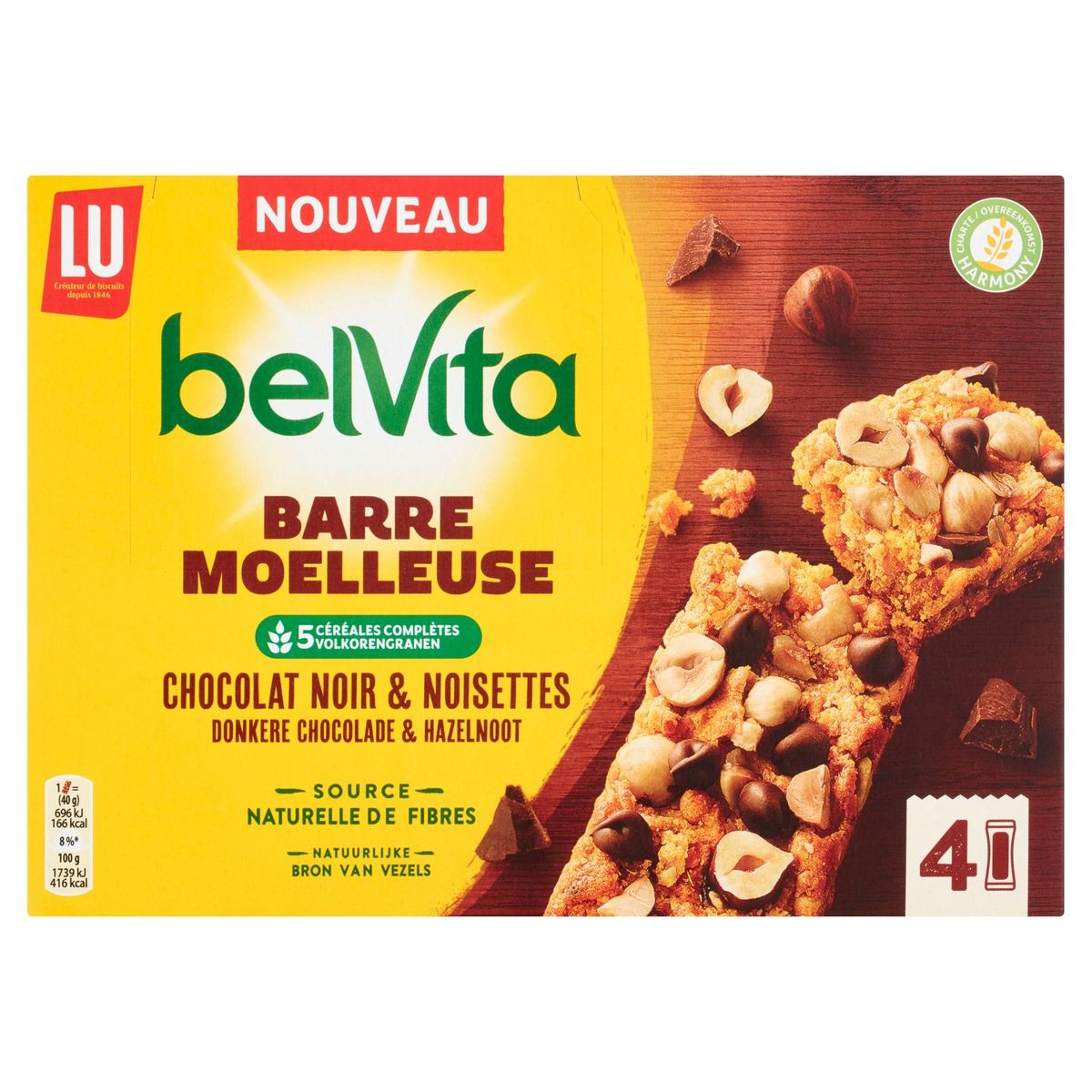 LU BelVita Barre Moelleuse Chocolat Noir & Noisettes 160 g