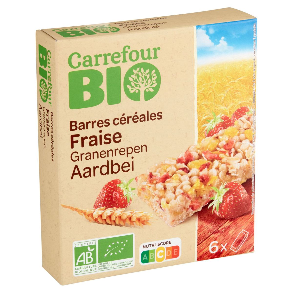 Carrefour Bio Barres Céréales Fraise 6 x 23 g