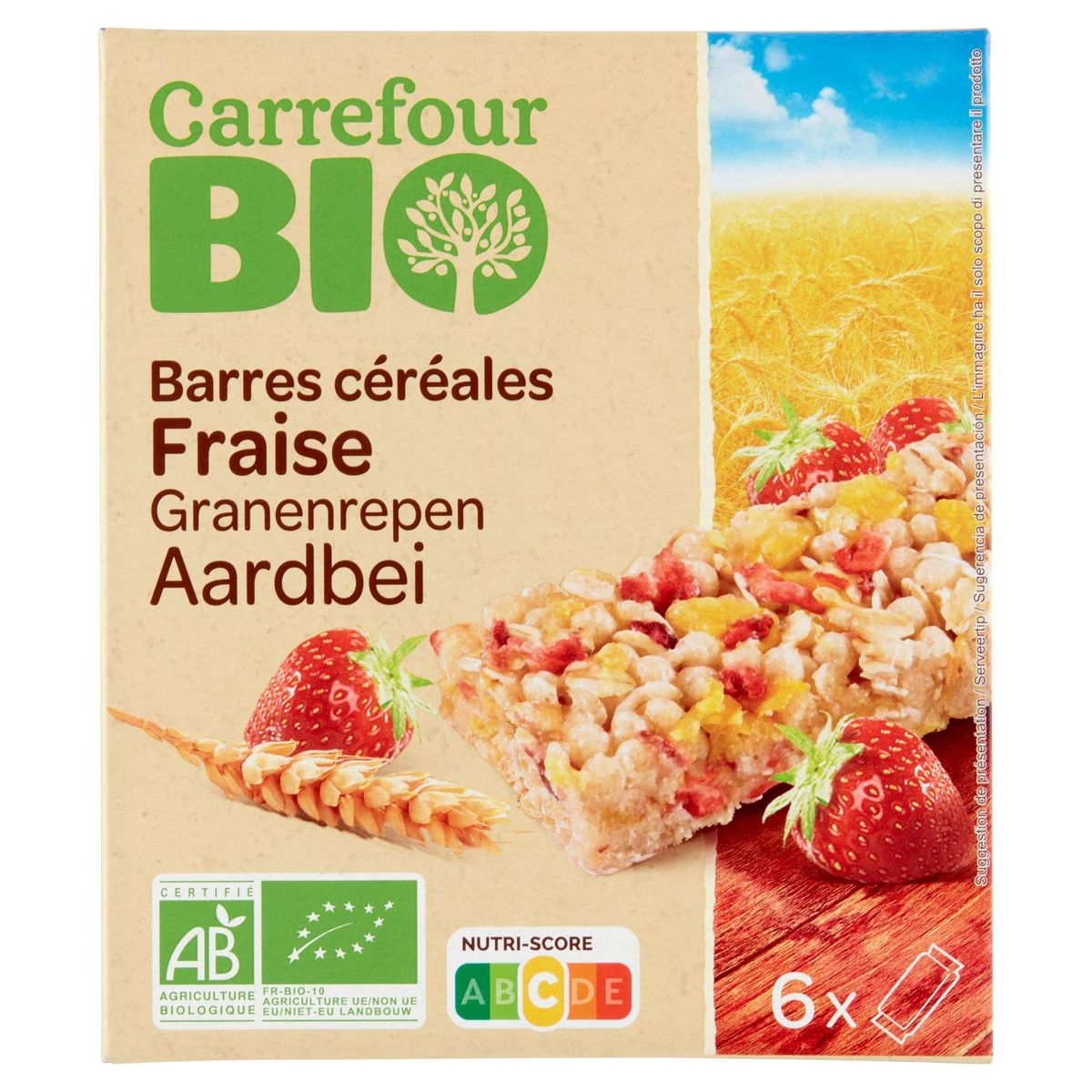 Carrefour Bio Barres Céréales Fraise 6 x 23 g