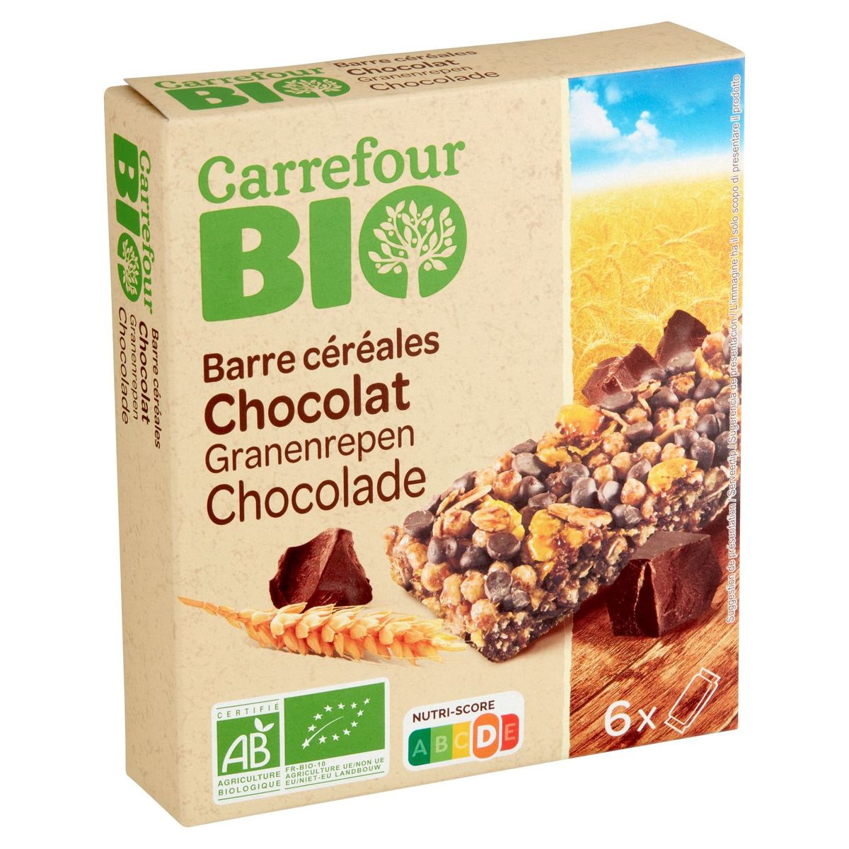 Carrefour Bio Barre Céréales Chocolat 6 x 23 g