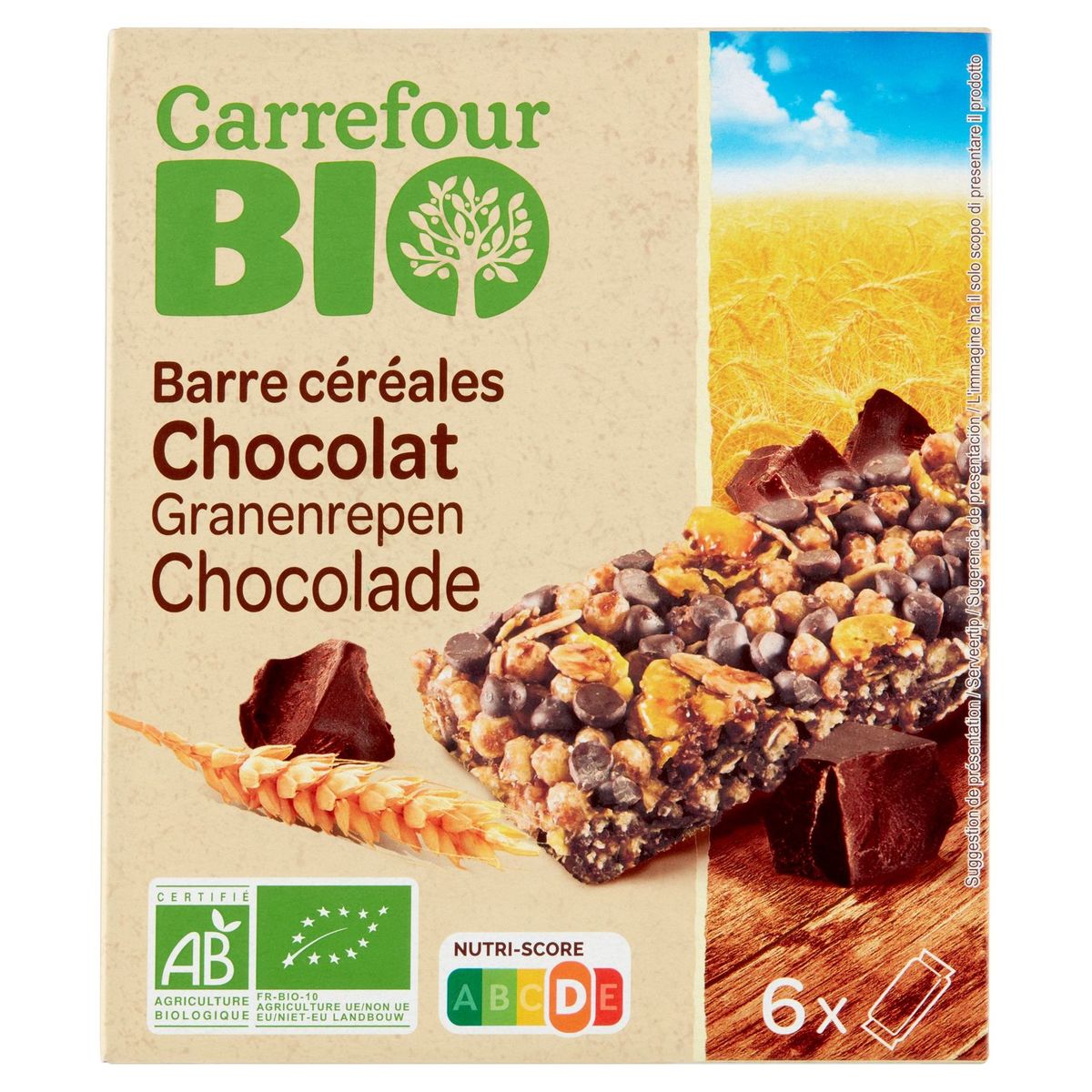 Carrefour Bio Barre Céréales Chocolat 6 x 23 g