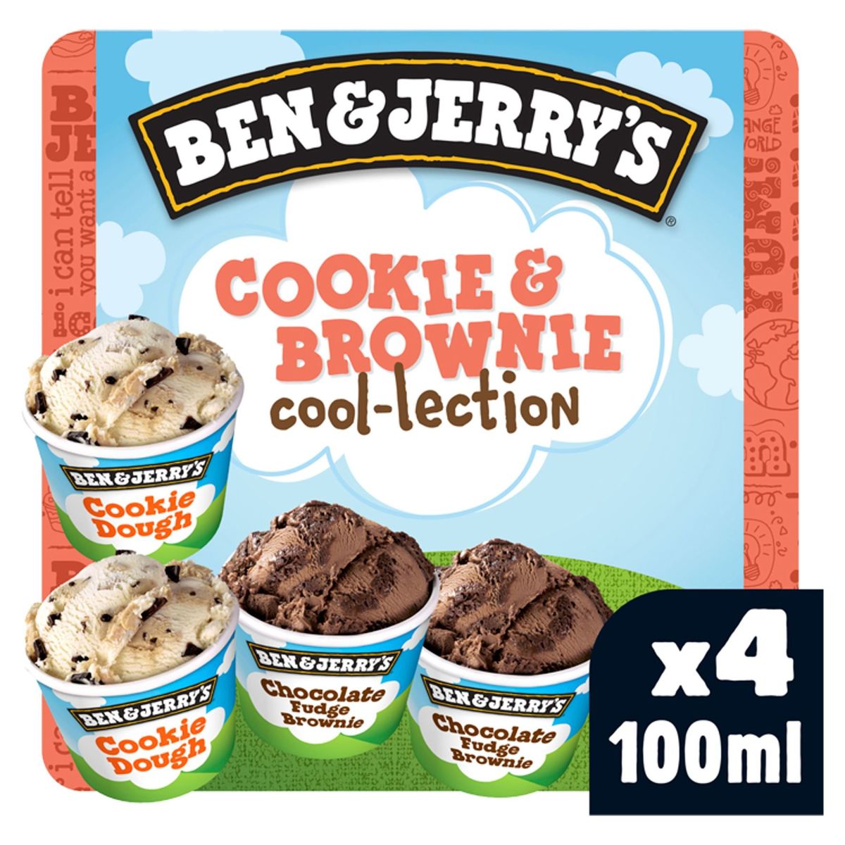 Ben & Jerry's Multipack Ijs Cookie & Brownie Cool-lection 4x100 ml