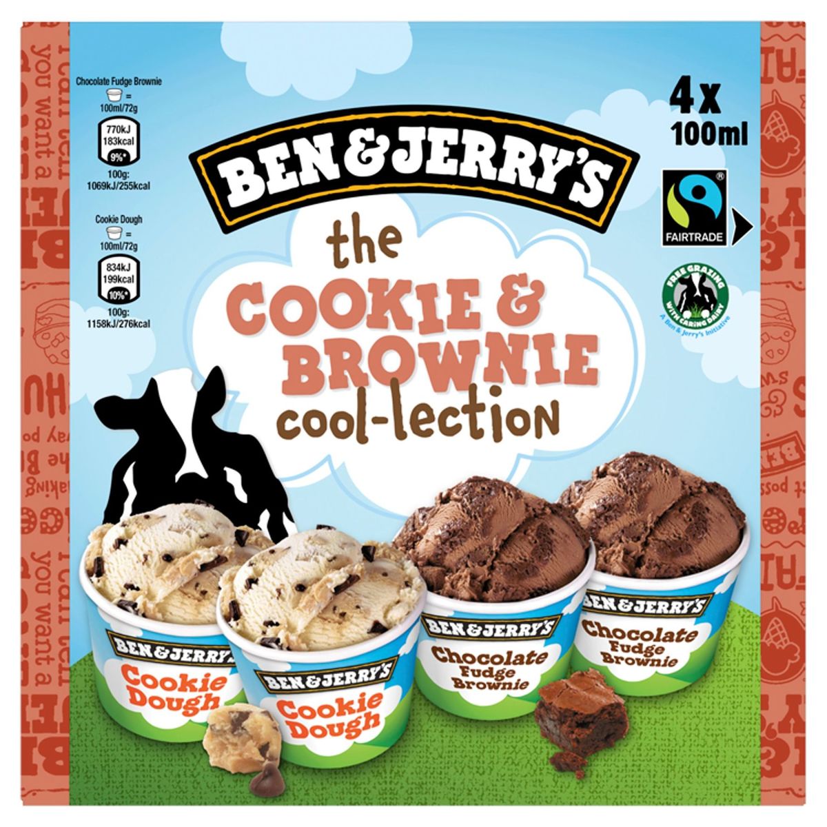 Ben & Jerry's Multipack Glace Cookie & Brownie Cool-lection 4x100 ml
