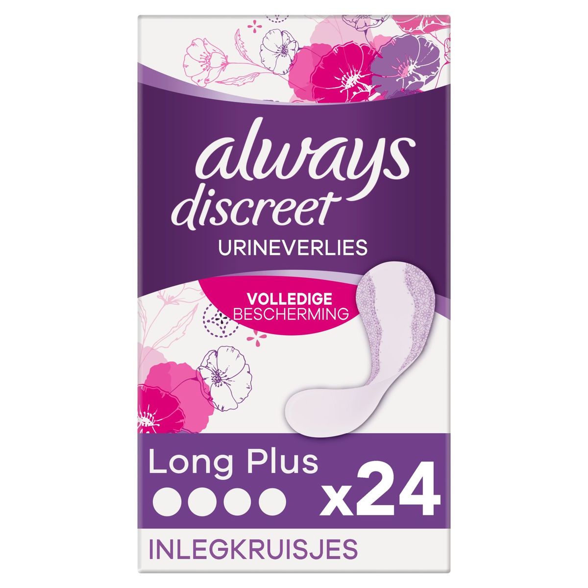 Always Discreet Long+ Protège-Slips Pour Fuites Urinaires x24
