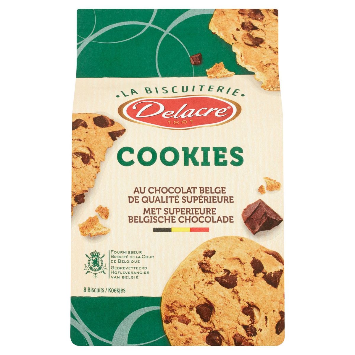 Delacre Cookies au Chocolat Belge de Qualité Supérieure 8 Pièces 150 g
