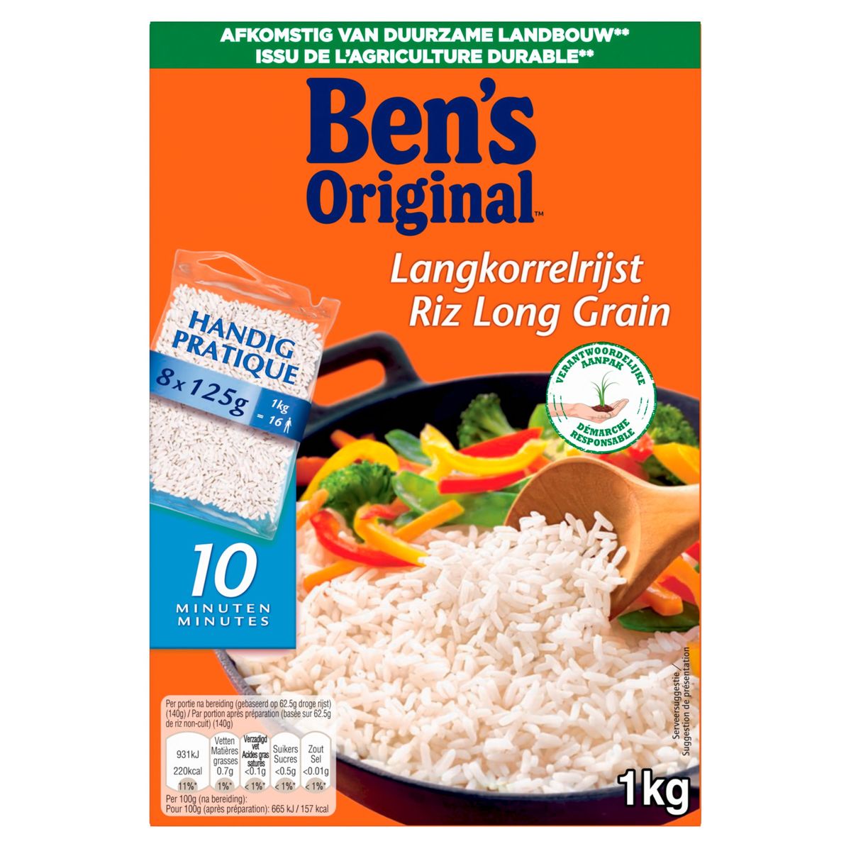 Riz long grain 20 min BEN'S ORIGINAL : la boite de 1kg à Prix Carrefour