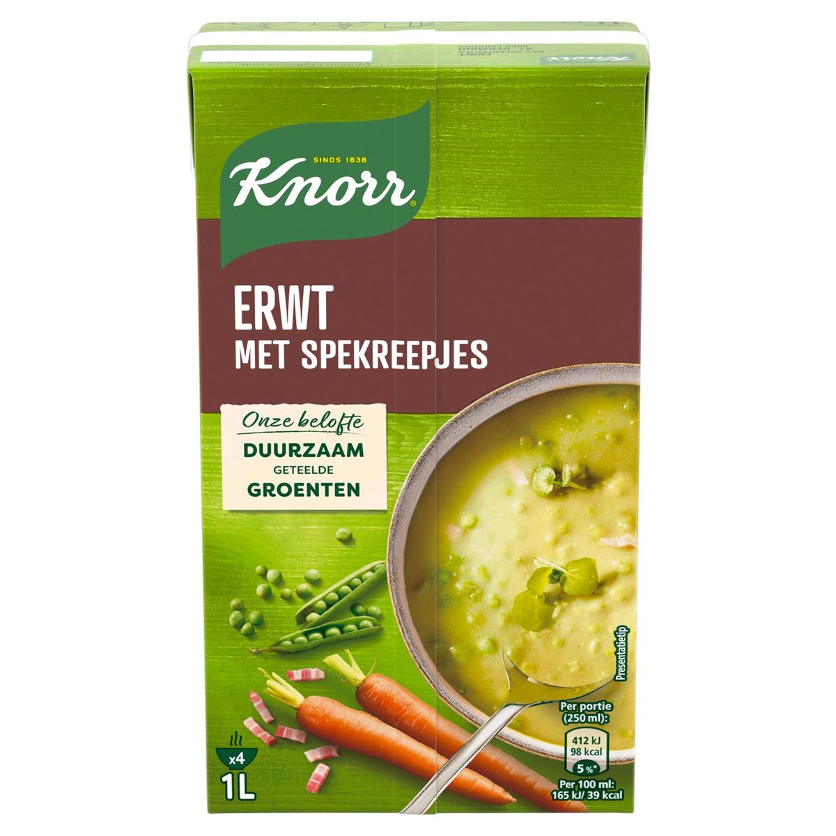 Knorr Tetra Soep In Brik Erwt Met Spekreepjes 1 L Carrefour Site