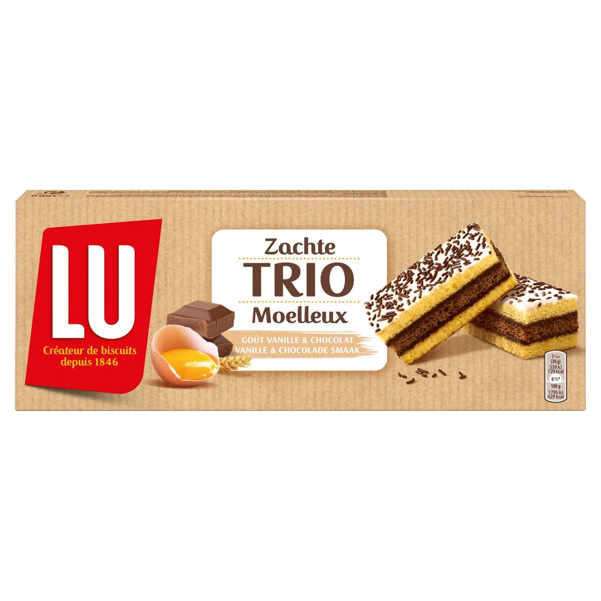 LU Moelleux Trio Goût Vanille & Chocolat 180 g
