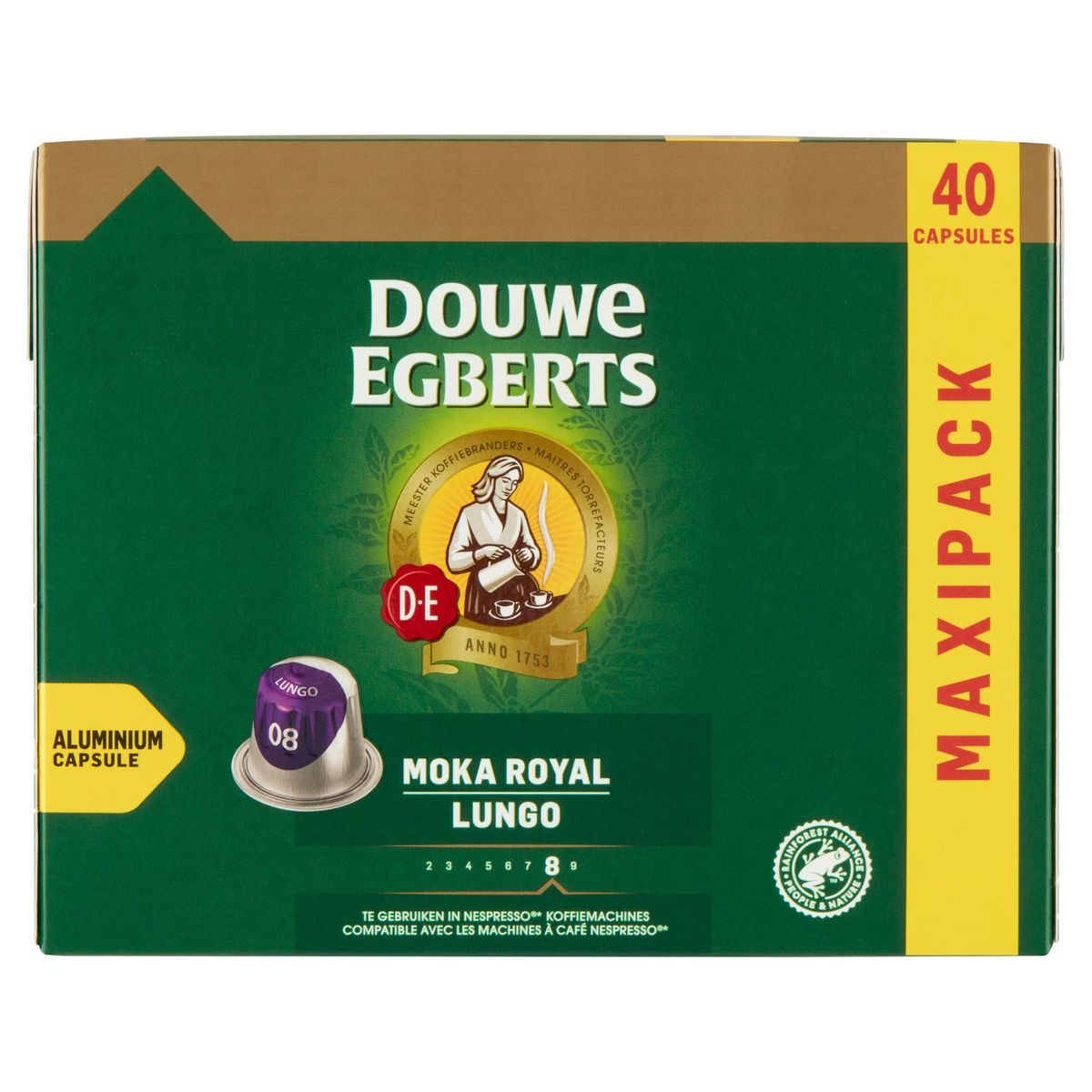 DOUWE EGBERTS Koffie Capsules Moka Royal Lungo Intensiteit 08 Nespresso®* Compatibel 40 stuks