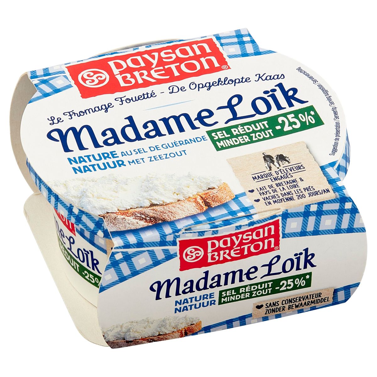 Paysan Breton Fromage Fouetté Madame Loïk Nature 150g Sel réduit -25%