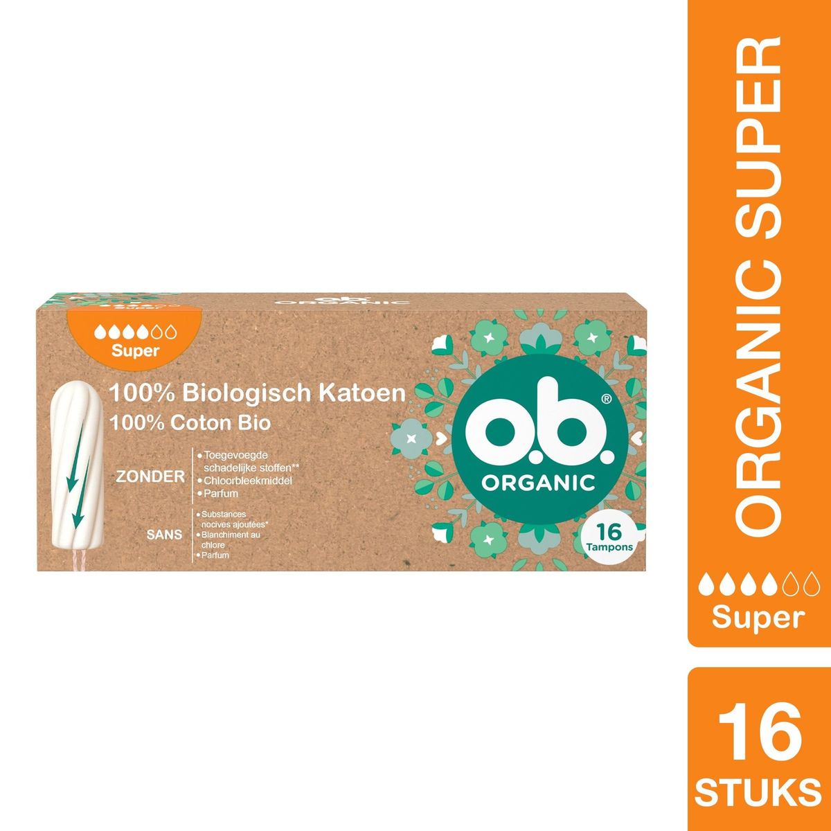 O.B. Organic Super Tampons 16 Stuks