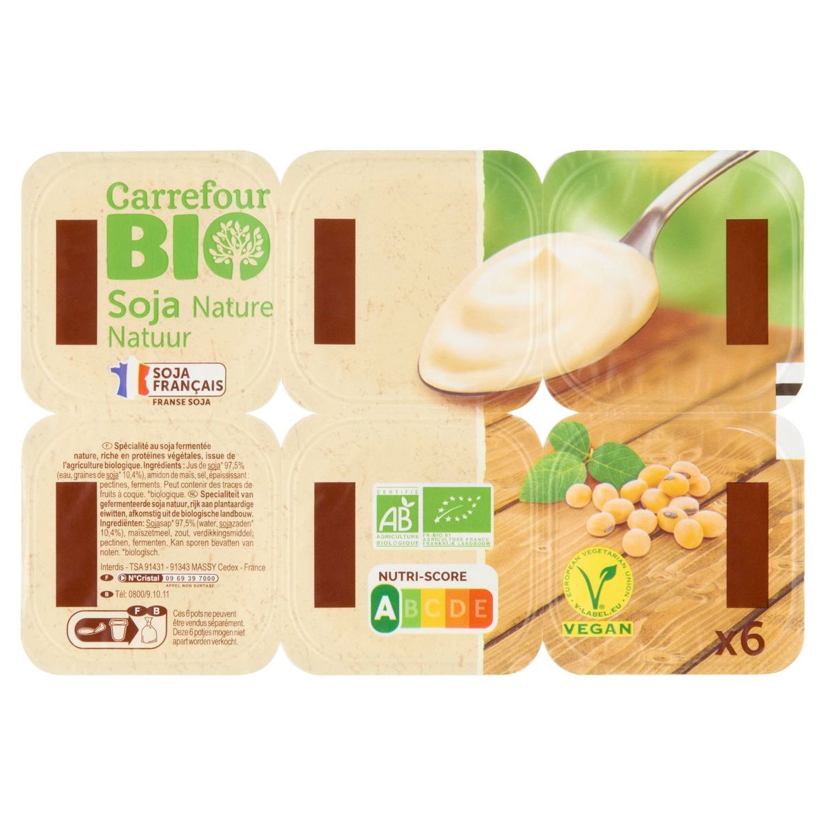 Carrefour Bio Soja Nature 6 x 100 g