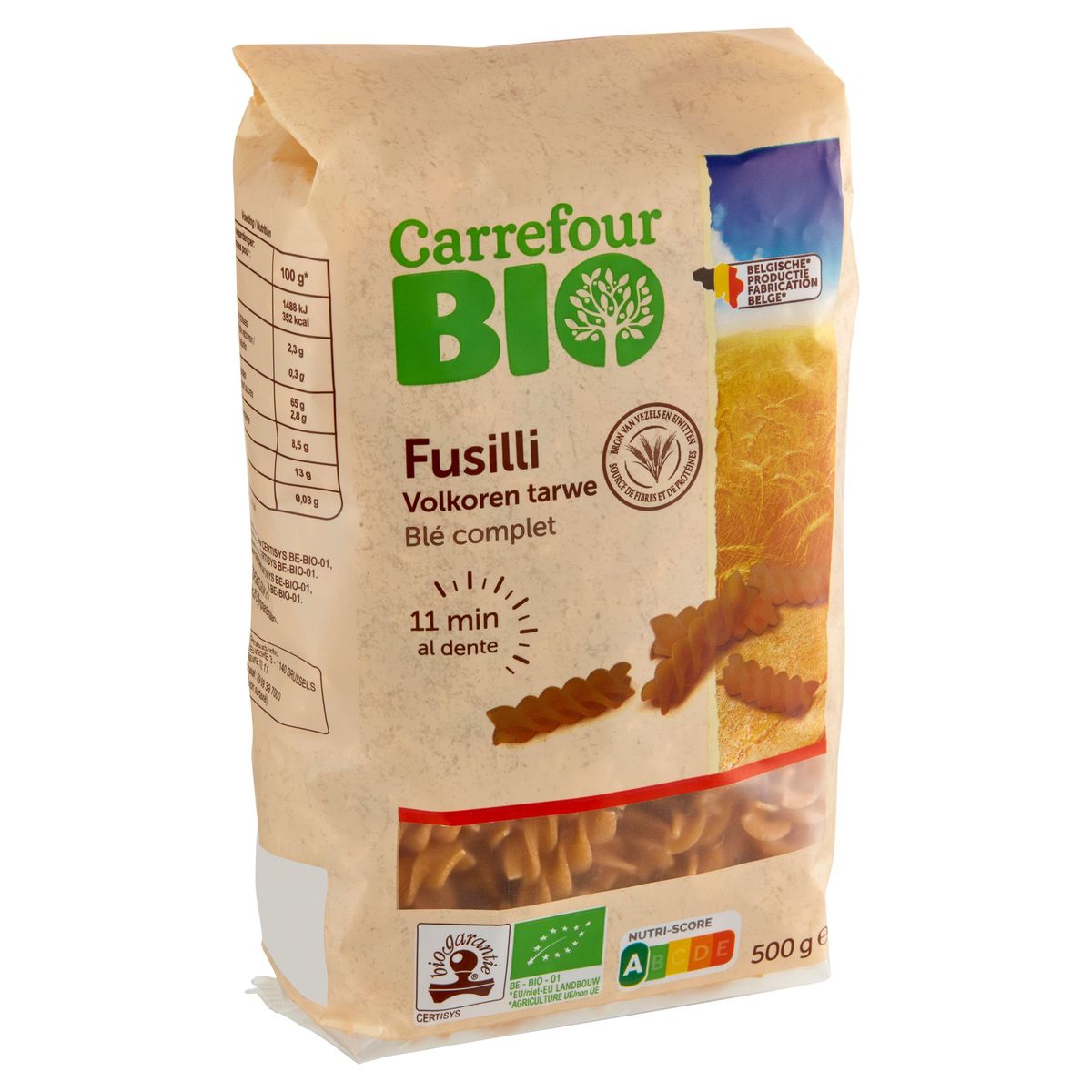 Carrefour Bio Fusilli Volkoren Tarwe 500 g