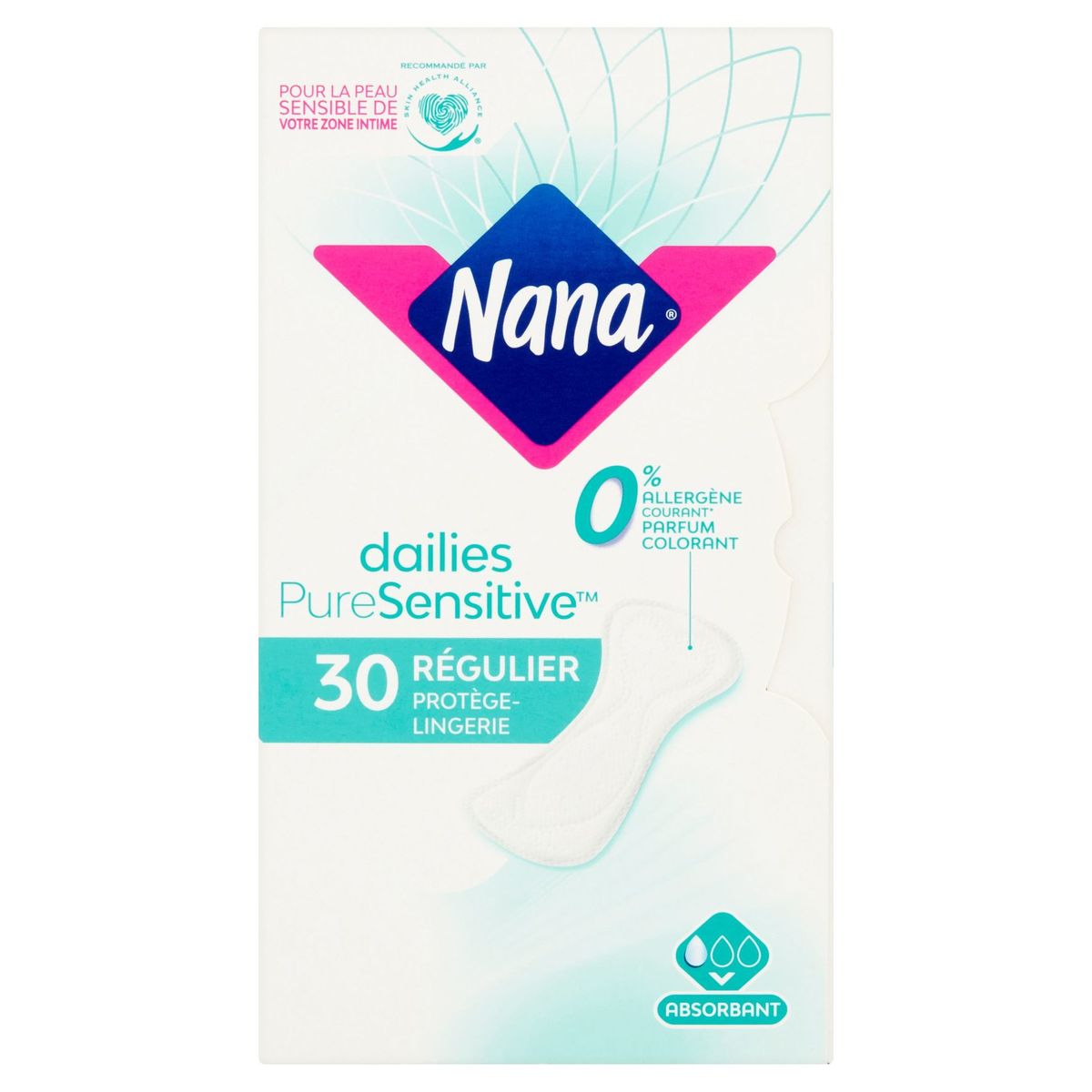 Nana Dailies Pure Sensitive Régulier Protège-Lingerie 30 Pièces
