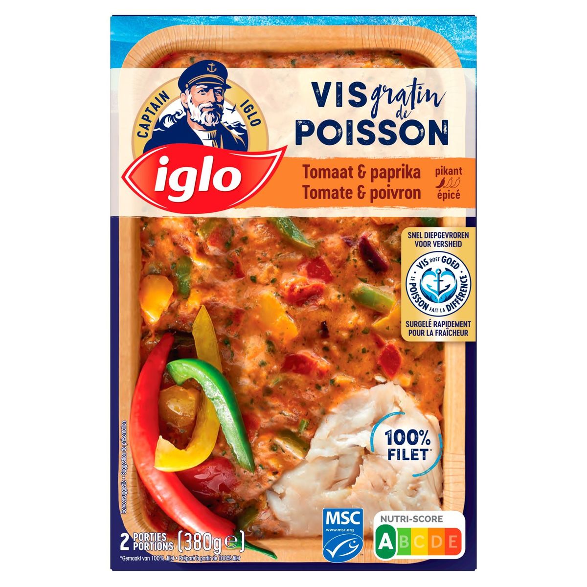Captain Iglo Gratin de Poisson Tomate & Poivron Épicé 380 g