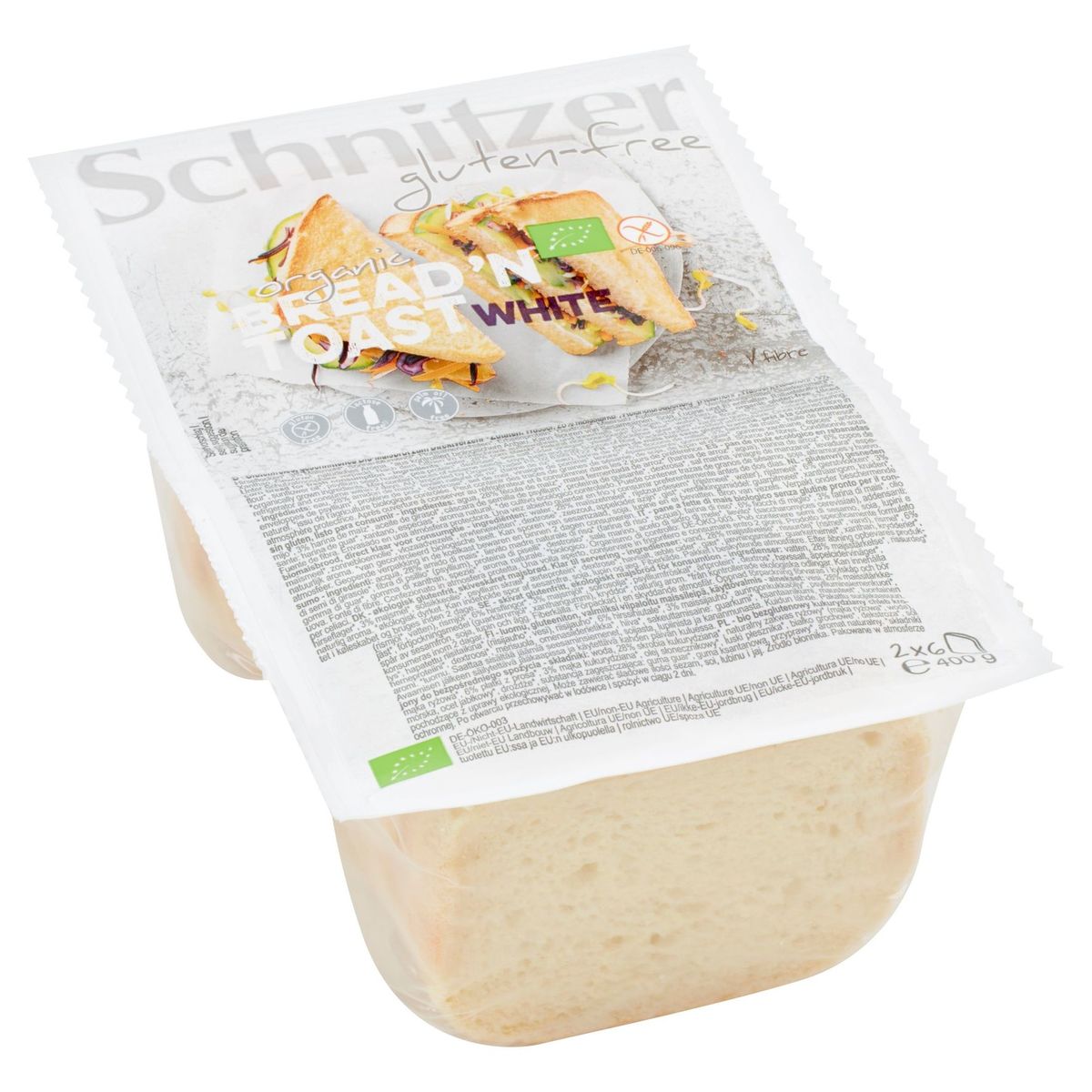Schnitzer Gluten-Free Organic Bread'n Toast White 2 x 6 Pièces 400 g