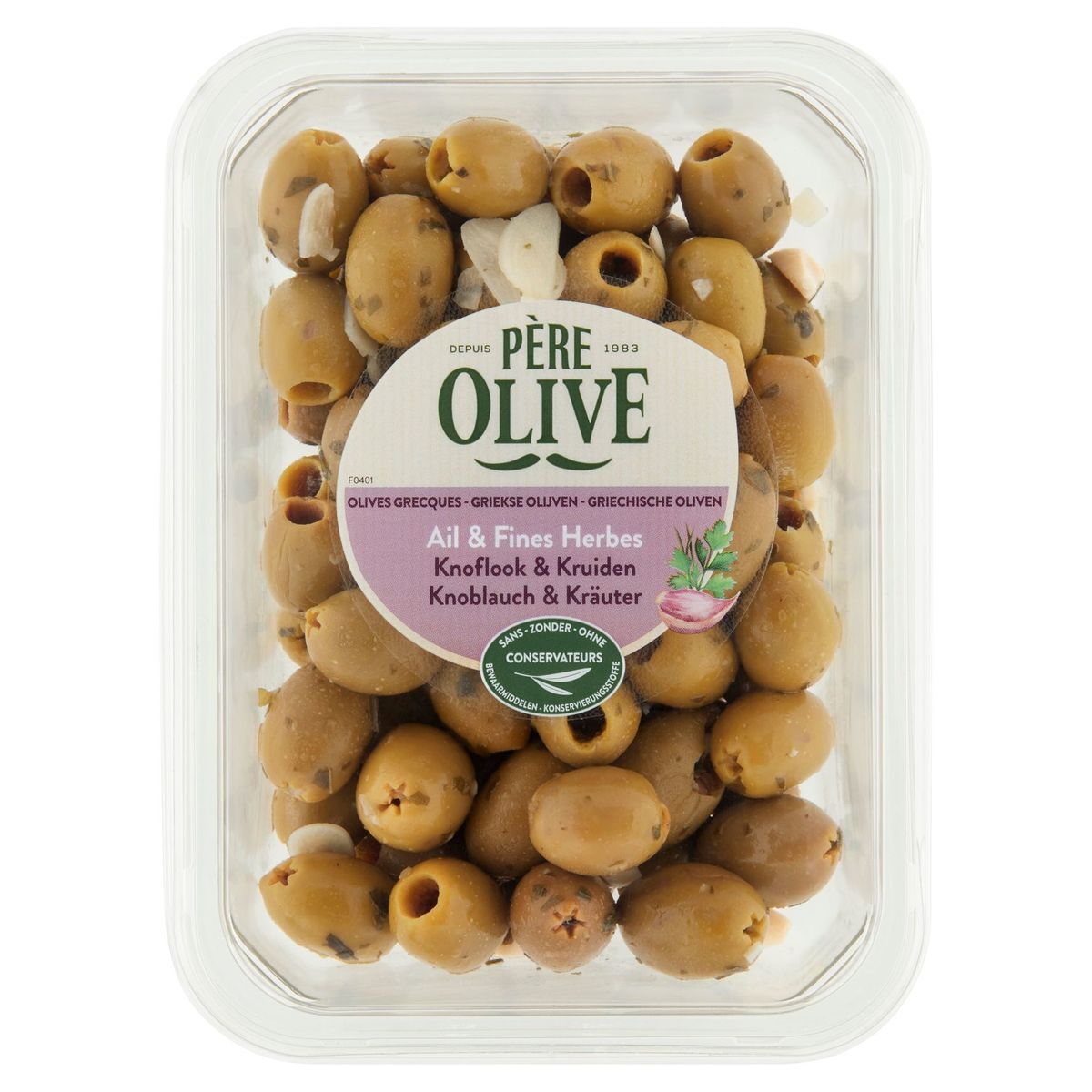 Père Olive Olives Grecques Ail & Fines Herbes 400 g
