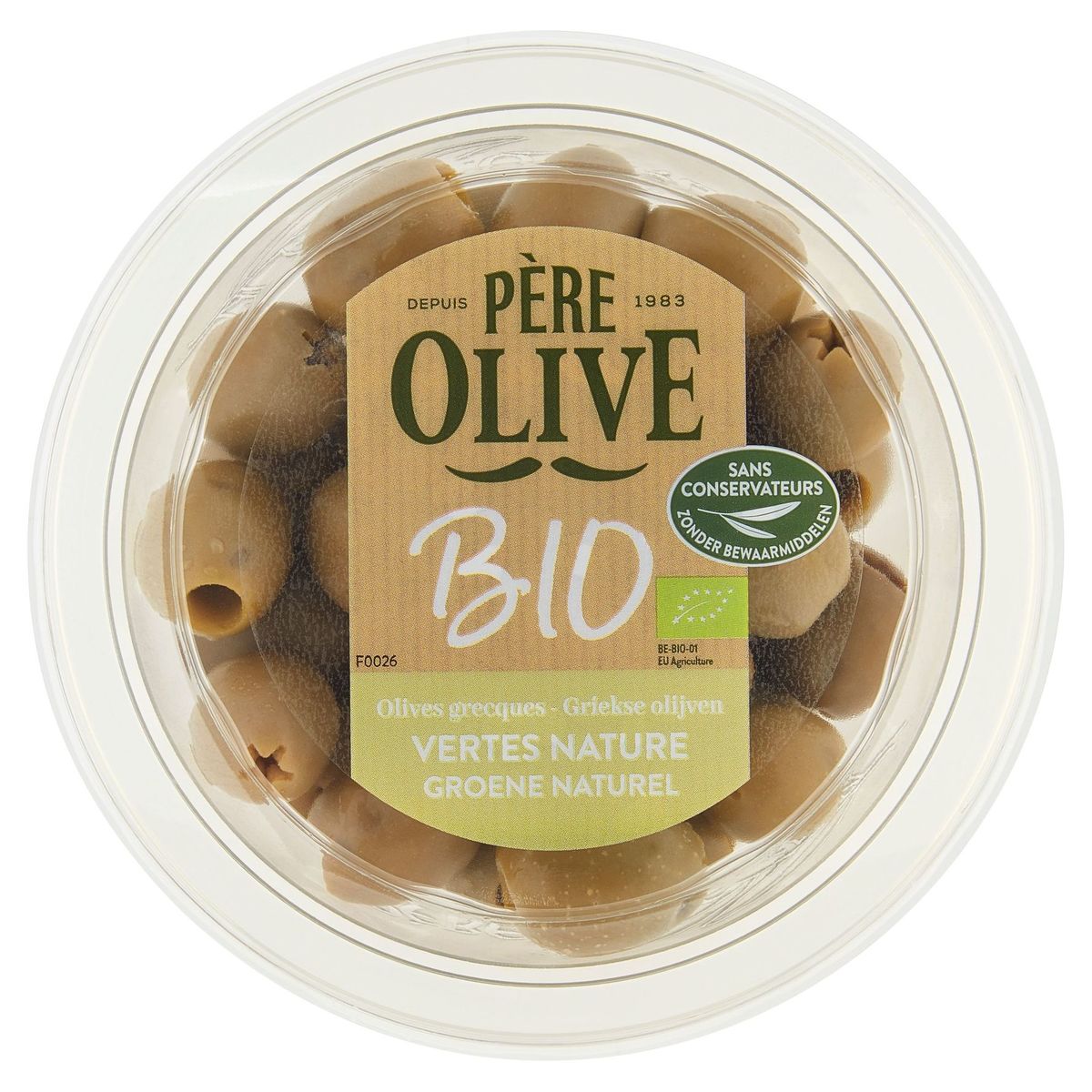Père Olive Bio Olives Grecques Vertes Nature 150 g