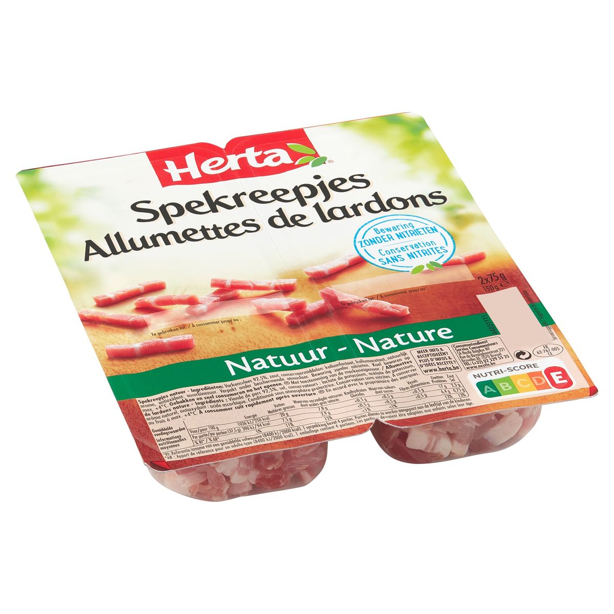 HERTA Lardons Fumés Conservation Sans Nitrite 2x75g