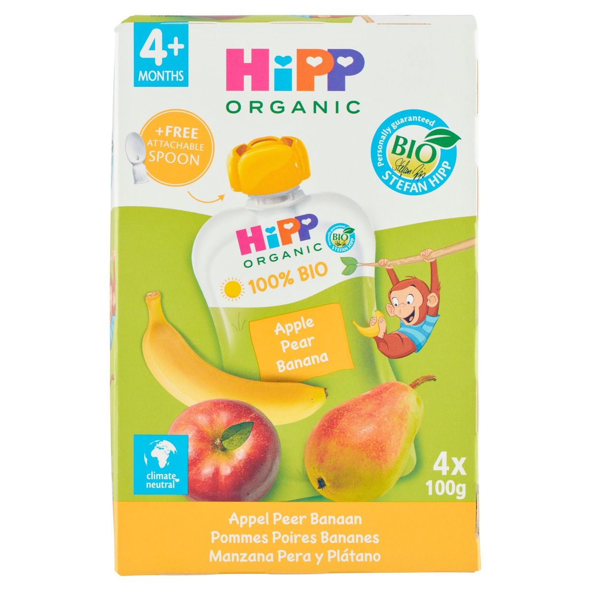 Hipp Organic Appel Peer Banaan 4 x 100 g