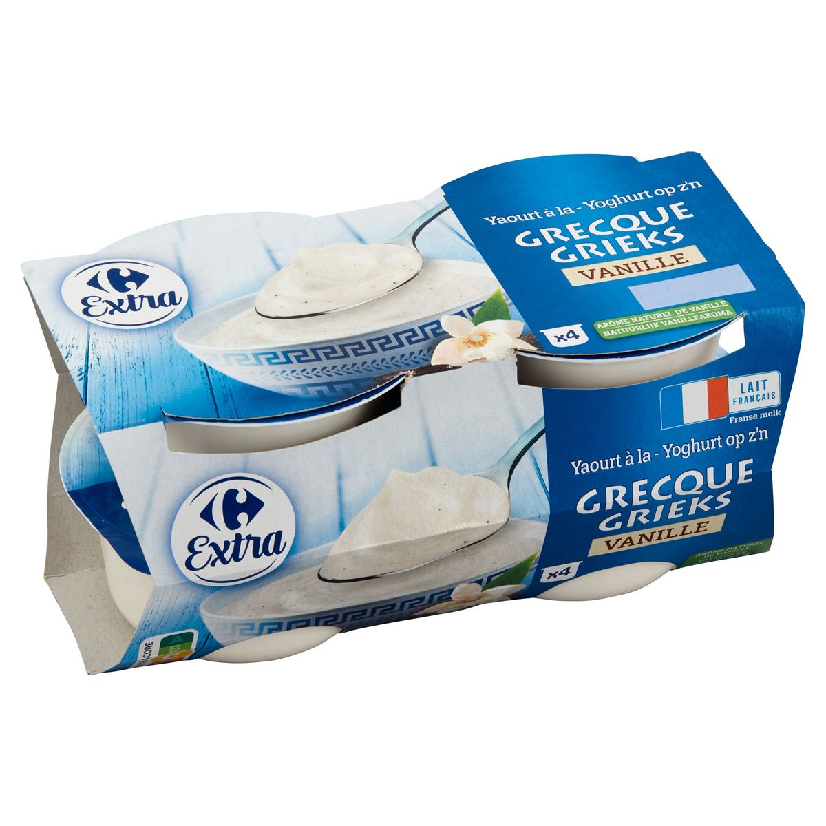 Carrefour Extra Yoghurt op z'n Grieks Vanille 4 x 150 g