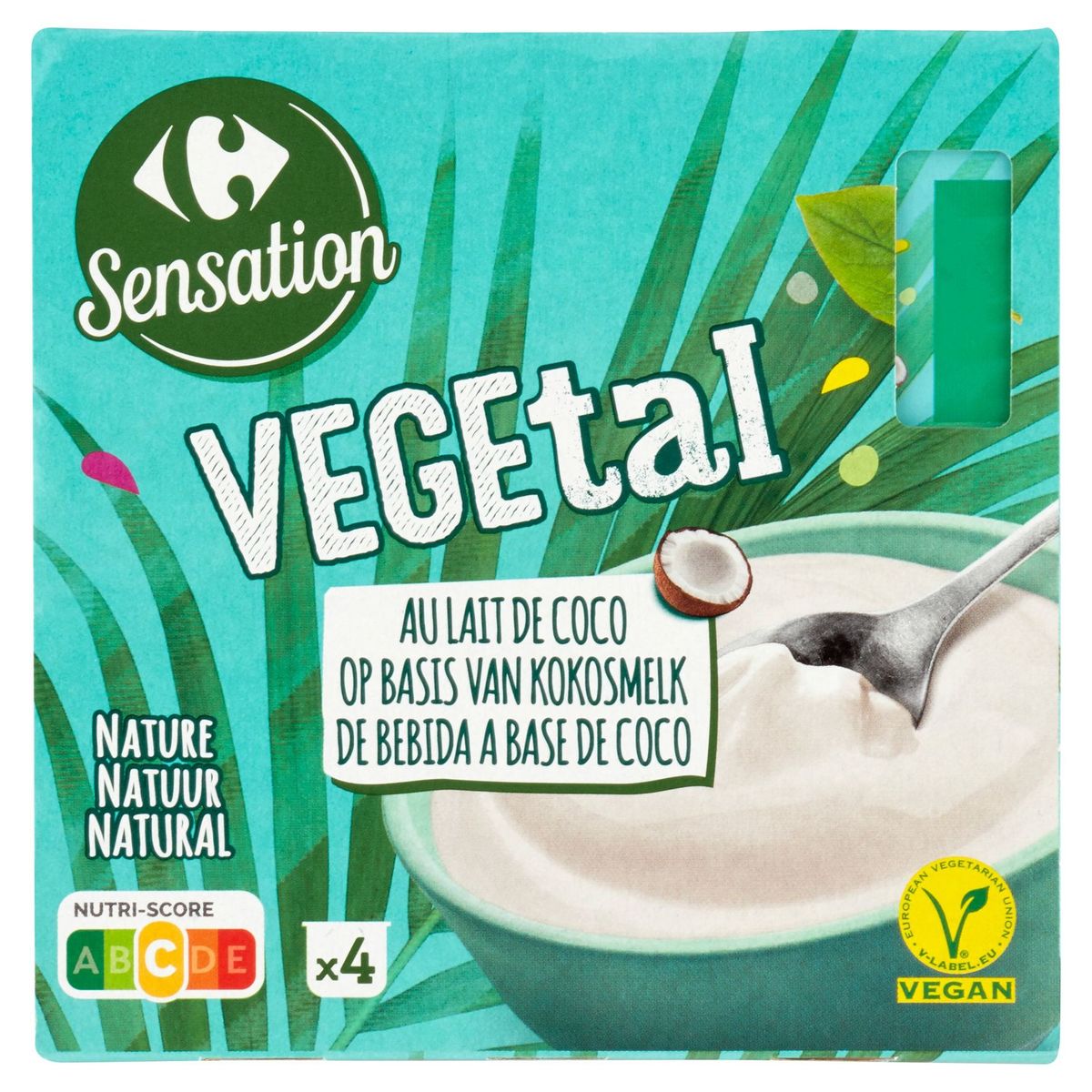 Carrefour Sensation Végétal au Lait de Coco Nature 4 x 100 g