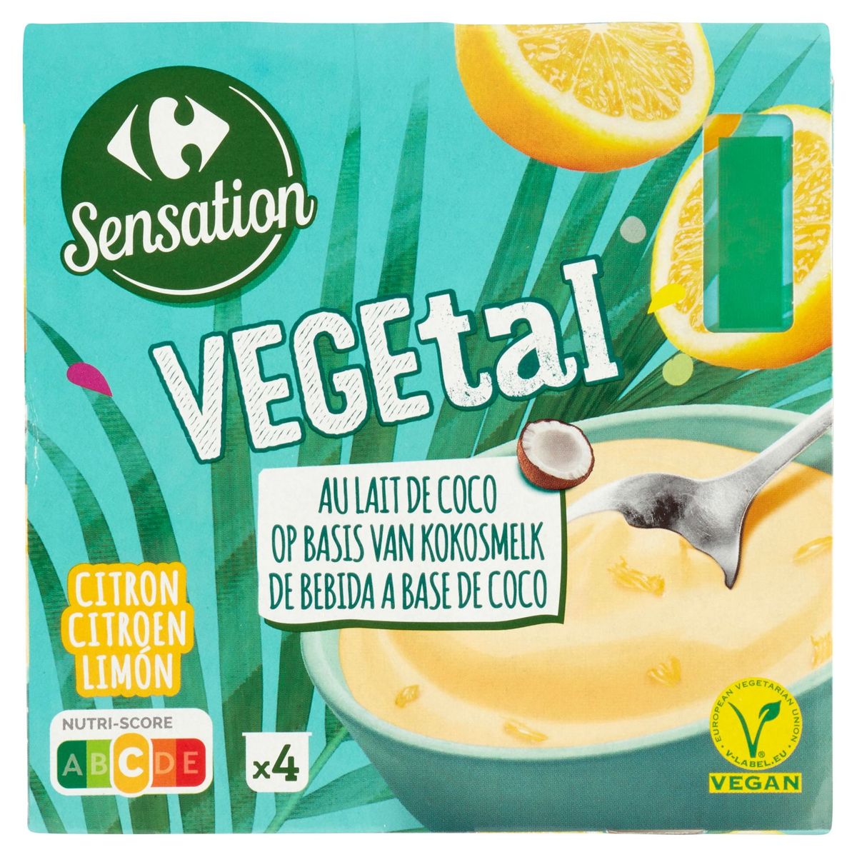 Carrefour Sensation Végétal Citron au Lait de Coco 4 x 100 g