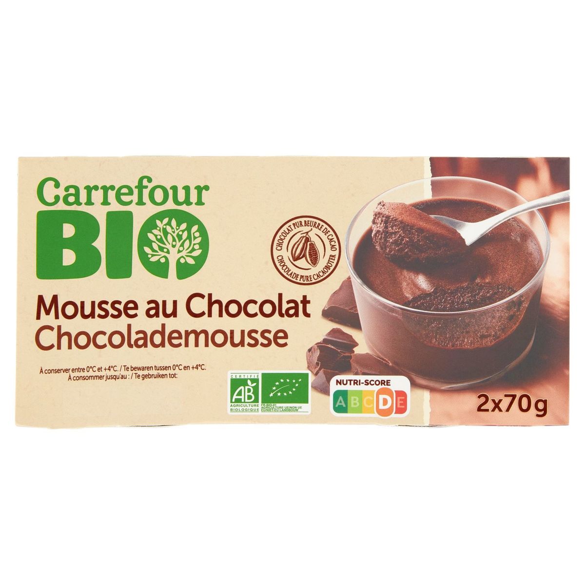 Carrefour Bio Mousse au Chocolat 2 x 70 g