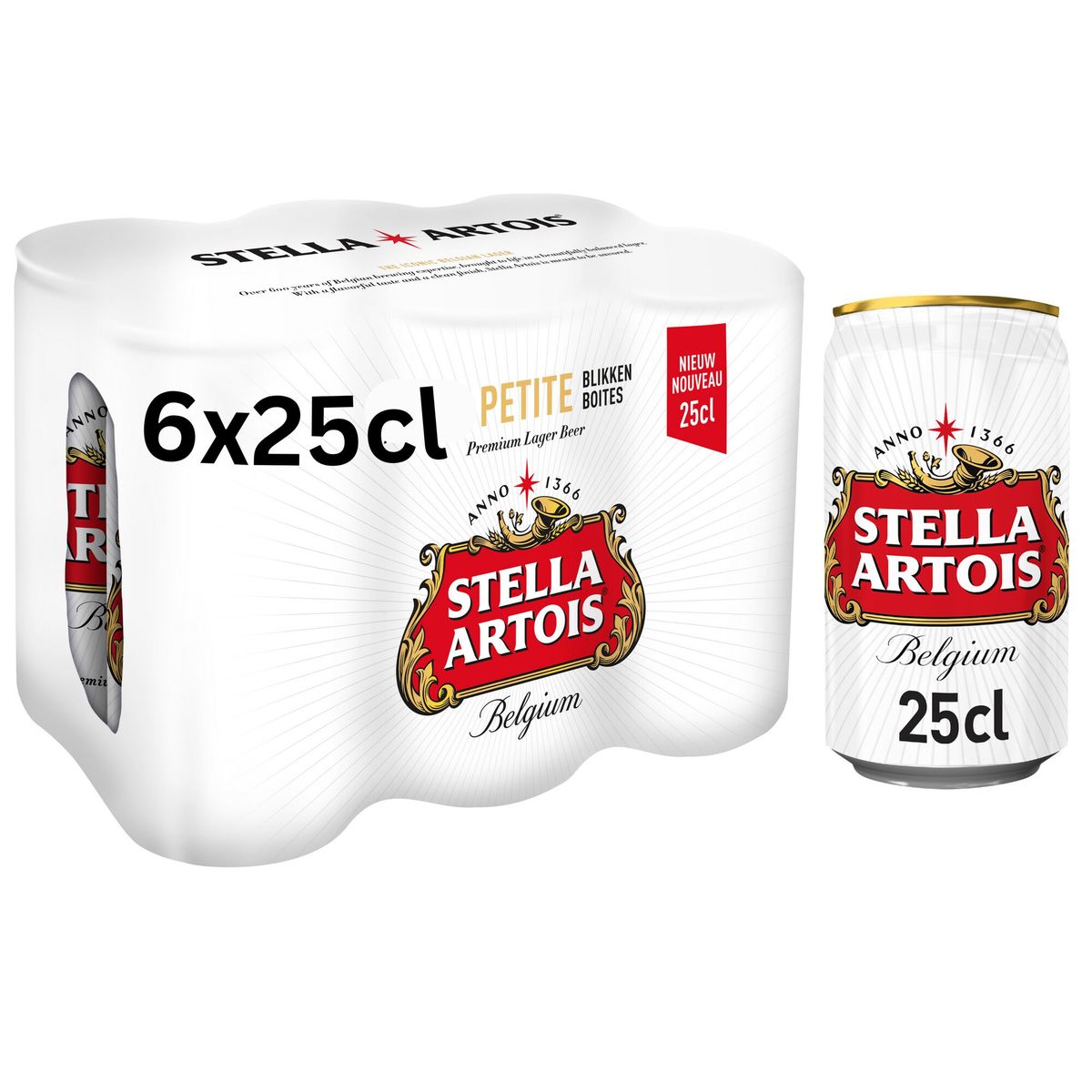 Stella Artois Belgium Premium Lager Beer 6x25 cl Cannettes