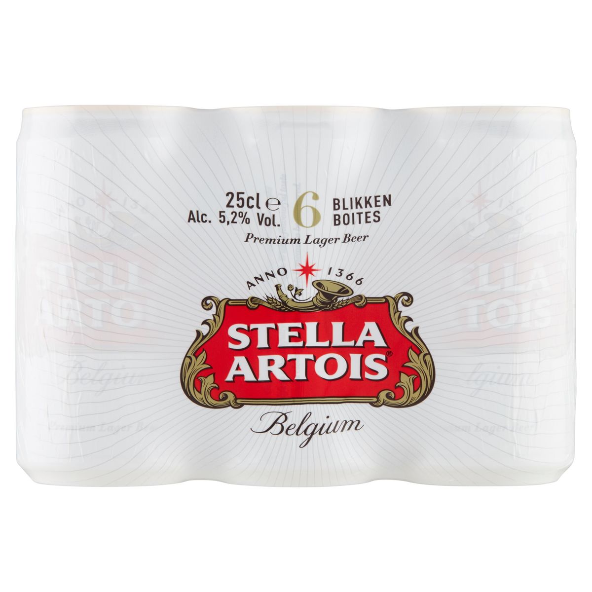 Stella Artois Belgium Premium Lager Beer 6x25 cl Blikken