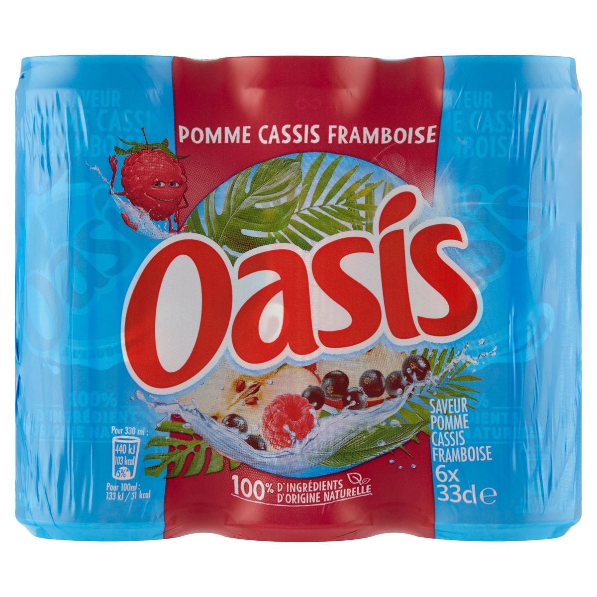 Oasis Appel Zwarte Bes Framboos Smaak 6 x 33 cl