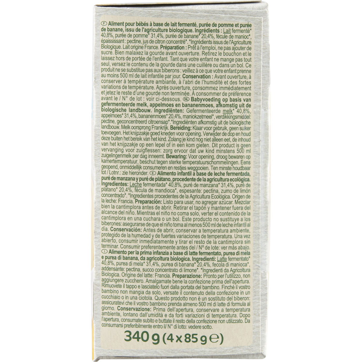 Carrefour Baby Bio Brassé Pomme, Banane dès 10 Mois 4 x 85 g