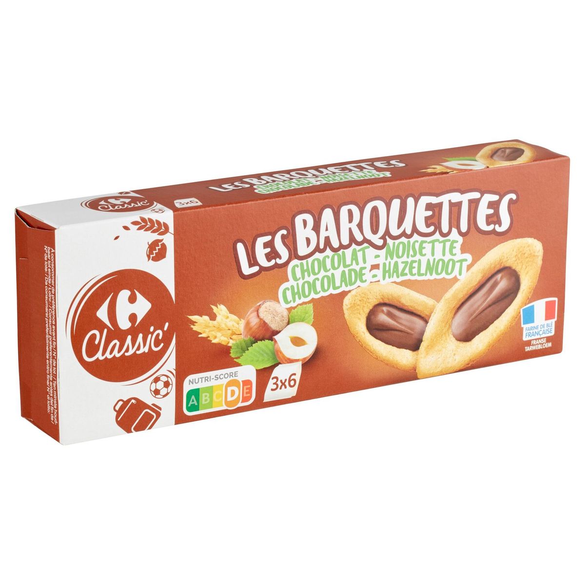 Carrefour Classic' les Barquettes Chocolat - Noisette 120 g