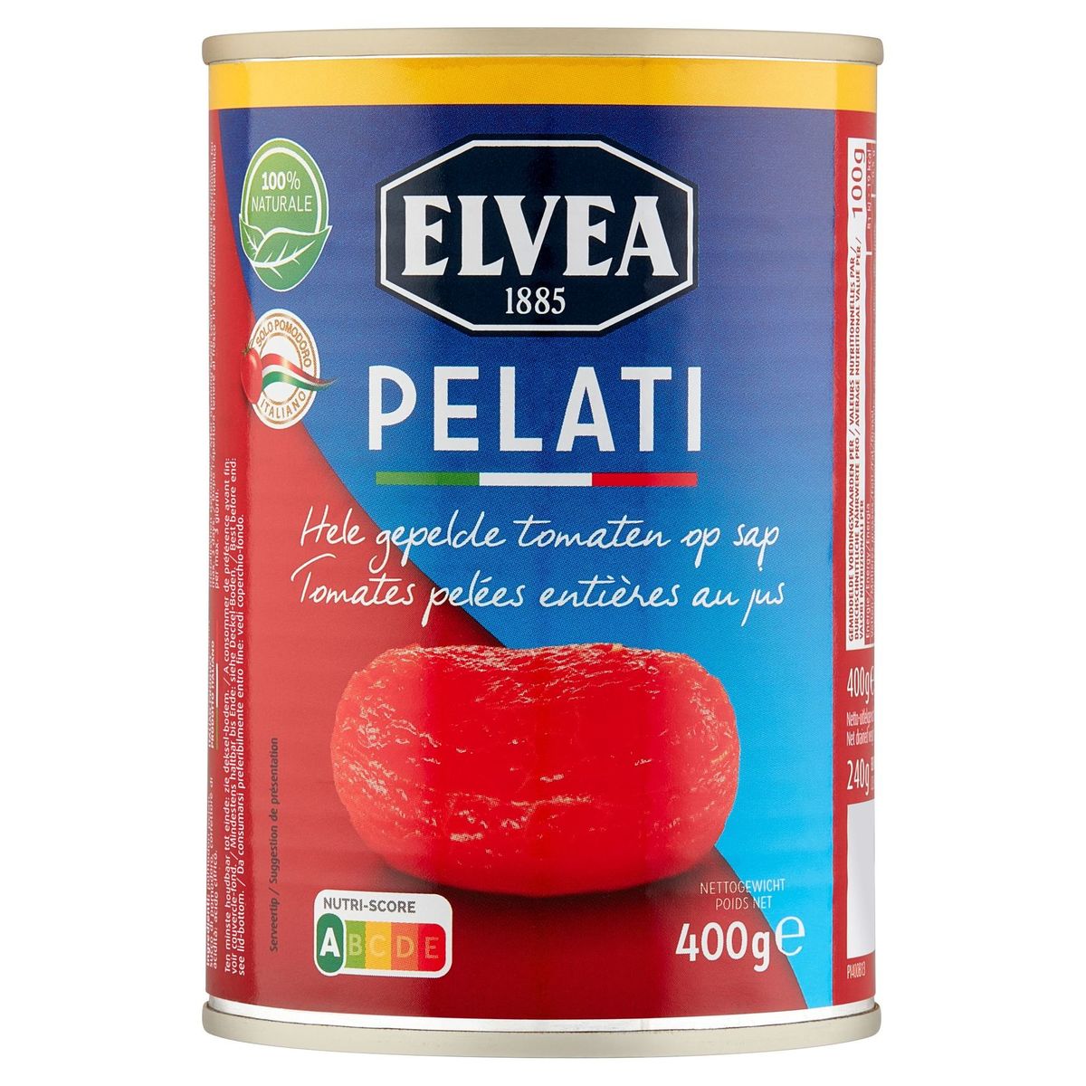 Elvea Pelati Hele Gepelde Tomaten op Sap 400 g