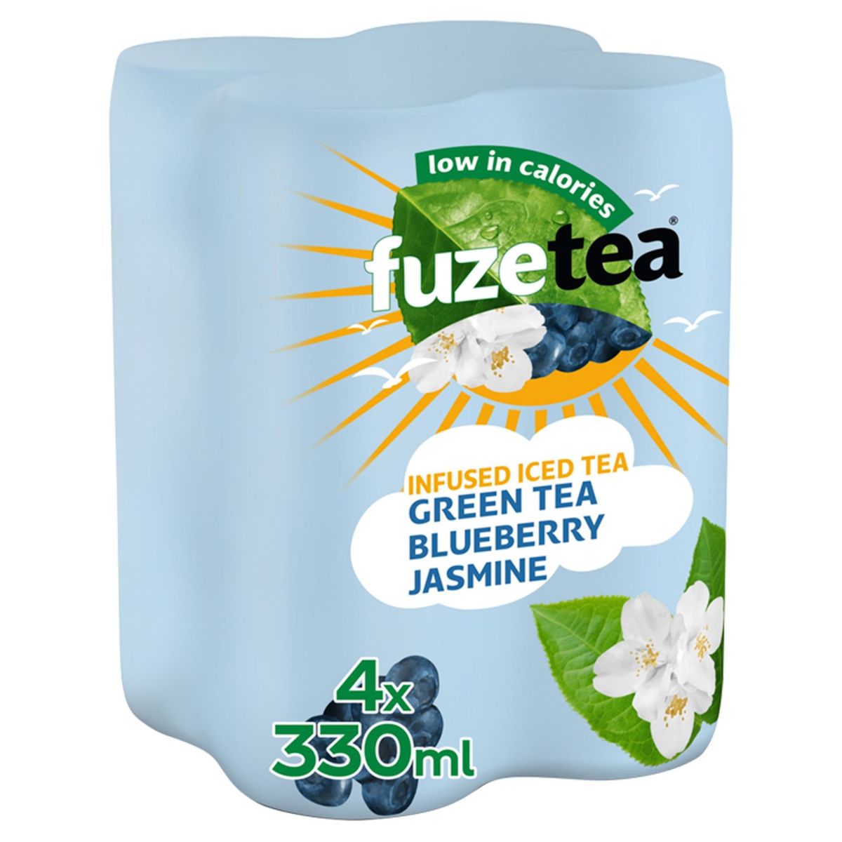 Fuze Tea Green Tea Blueberry Jasmine Iced Tea canette 4 x 330 ml