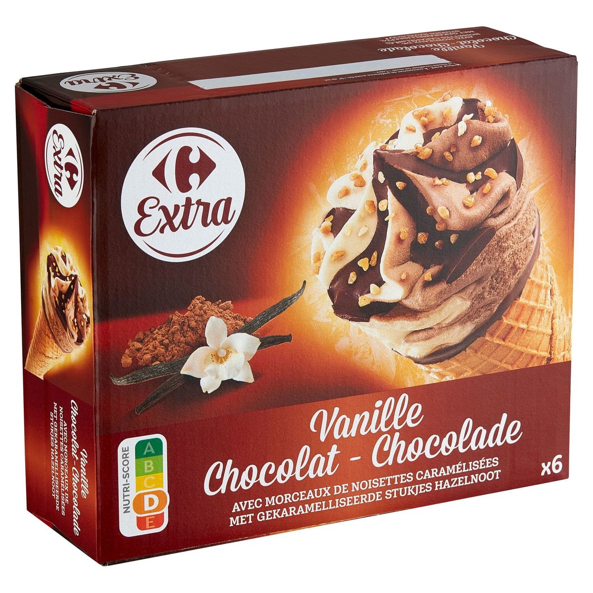 Carrefour Extra Vanille Chocolade 6 Stuks 408 g