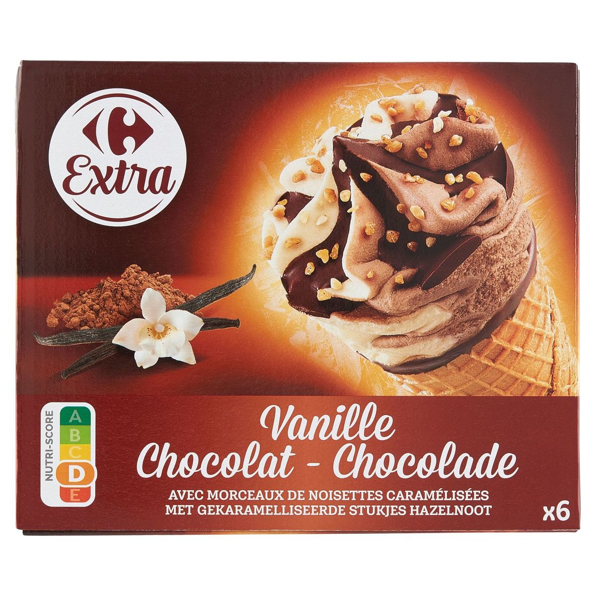 Carrefour Extra Vanille Chocolade 6 Stuks 408 g