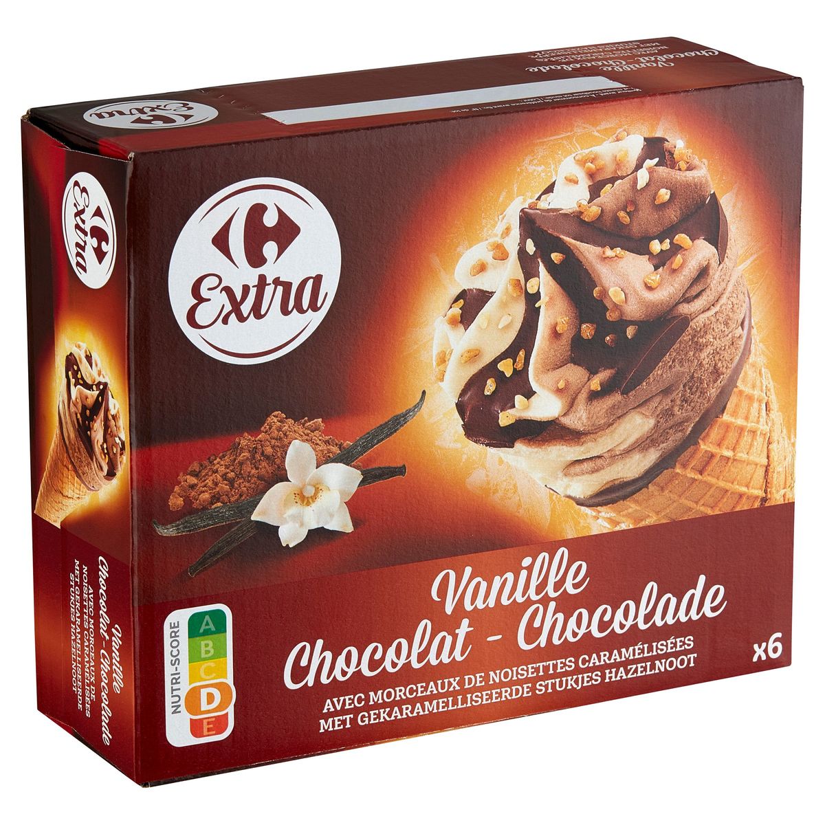 Carrefour Extra Vanille Chocolat 6 Pièces 408 g