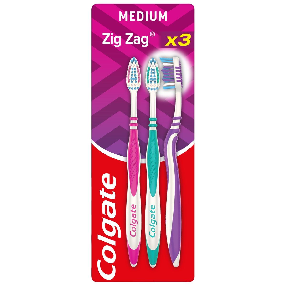 Colgate® Zig Zag Brosses à dents Medium x3