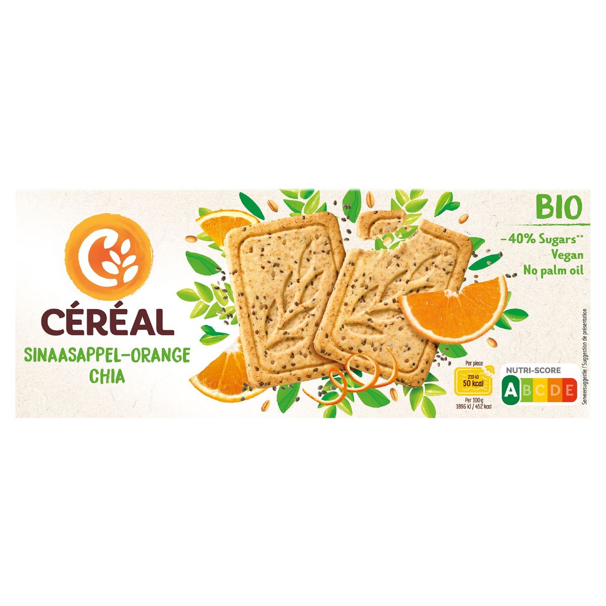 Céréal Bio Koekjes Sinaasappel & Chia 4 x 3 Stuks 132 g